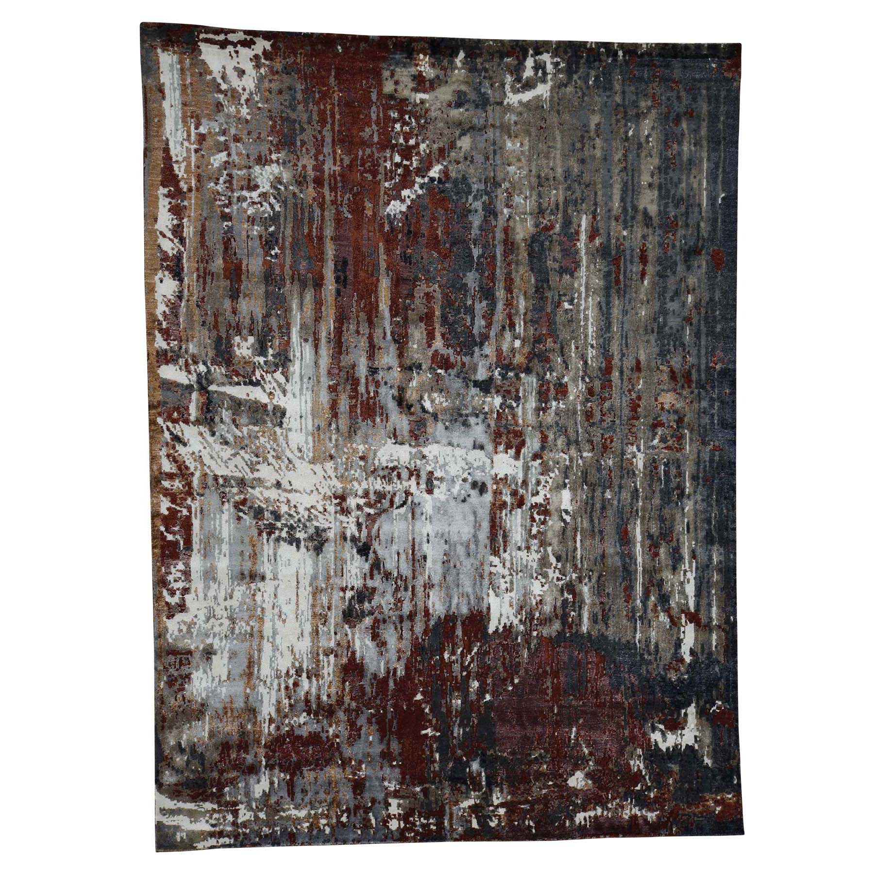 N/A Silk Hand-Knotted Area Rug 9'0